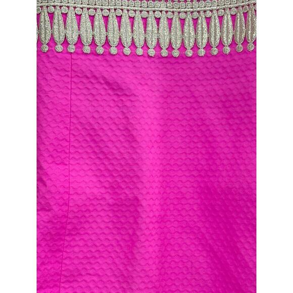 Lilly Pulitzer Ashlyn Hot Pink Magenta Gold Embellished Shift Halter Dress Sz. 0 - Picture 8 of 9